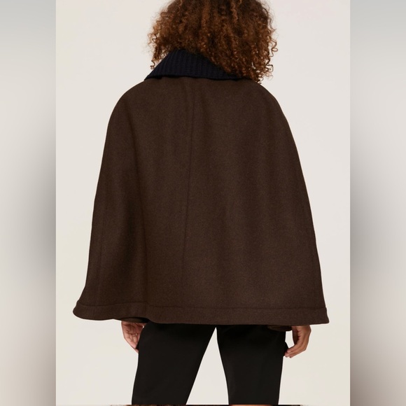 PLAN C Roll-neck Wool Cape Jacket In Brown Sz 38 = US 4 - Picture 3 of 15